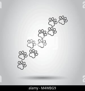 Paw print animal dans l'icône de style de ligne. Vector illustration sur fond isolé. Concept d'affaires chien ou chat empreinte pictogramme. Illustration de Vecteur