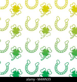 St Patricks day horseshoe et trèfle chance bon background Illustration de Vecteur