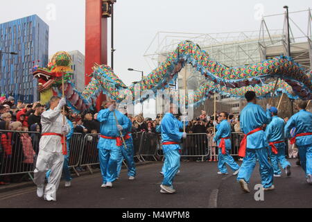 Fête du nouvel an chinois pour l'année du chien à Newcastle, Royaume-Uni février 18th 2018, Royaume-Uni, crédit: DEW/Alay Live News Banque D'Images