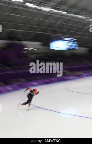 Gangneung, Corée du Sud. Feb 18, 2018. Patinage de vitesse : Ladies' 500m à Gangneung, à l'Ovale de Pyeongchang 2018 Jeux Olympiques d'hiver. Crédit : Scott Mc Kiernan/ZUMA/Alamy Fil Live News Banque D'Images