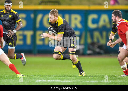 Sugar Land, TX, USA. Feb 17, 2018. Houston SaberCats Charlie Hewitt (5) en action lors des grands match de rugby entre le New York Athletic Club et le Houston SaberCats Constellation au domaine à Sugar Land, TX. Chris Brown/CSM/Alamy Live News Banque D'Images