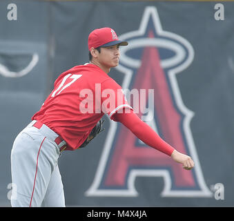 Tempe, Arizona, USA. Feb 15, 2018. Shohei Ohtani (anges) MLB : Los Angeles Angels camp de base-ball d'entraînement du printemps à Tempe Diablo Stadium à Tempe, Arizona, United States . Credit : AFLO/Alamy Live News Banque D'Images