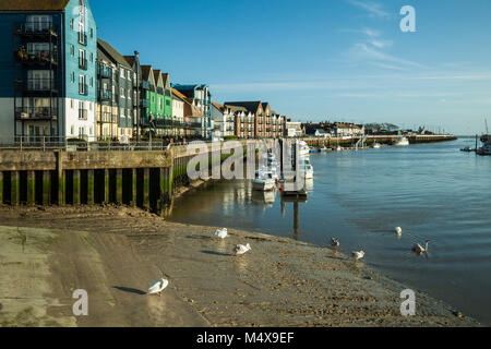 Après-midi d'hiver à Littlehampton, West Sussex, Angleterre. Banque D'Images