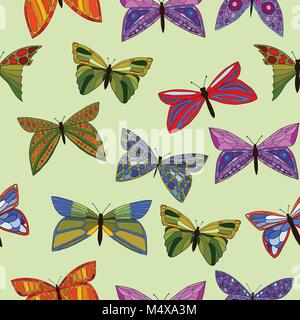 Abstract vector papillons colorés doodle motif transparent Illustration de Vecteur
