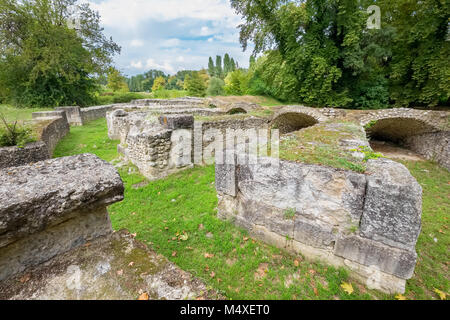 Ancien théâtre romain sur le site archéologique de Dion. Piérie, Macédoine, Grèce Banque D'Images