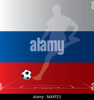 La Russie 2018 Coupe du monde de football, soccer player avec la Russie d'un drapeau Illustration de Vecteur