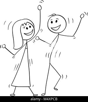 Caricature de couple de danse disco Illustration de Vecteur