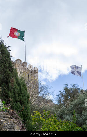 Pavillon portugais à Castelo de Sao Jorge (Portugal) Banque D'Images