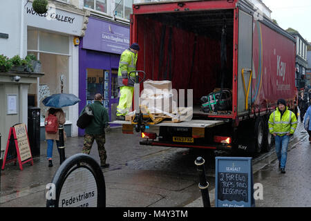 Livraison camion à Falmouth, Cornwall Banque D'Images