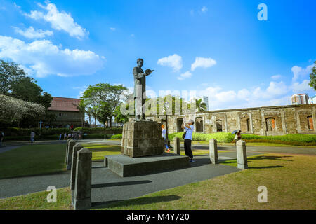 Manille, Philippines - 17 févr. 2018 : statue Rizal à Fort Santiago, Intramuros, Manille city district Banque D'Images