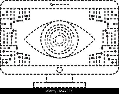 Surveiller la sécurité oculaire de l'ordinateur Connexion de circuit de données Illustration de Vecteur