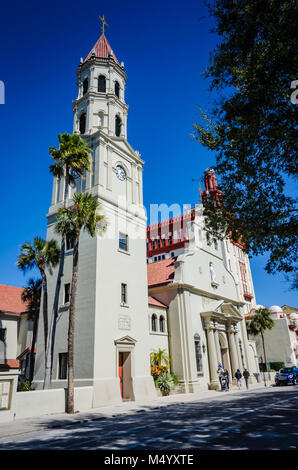 Cathédrale historique de Saint Augustine, Floride et siège de l'évêque catholique de Saint Augustine. Banque D'Images