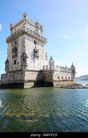 Vue depuis la tour de Belén. Célèbre monument de Lisbonne, Portugal. Banque D'Images