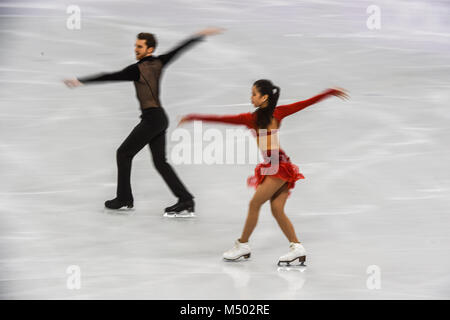 19 février 2018 : Min Yura et Alexandre Gamelin Â de la Corée du Sud en concurrence en danse libre à Gangneung Ice Arena , Gangneung, Corée du Sud. Ulrik Pedersen/CSM Banque D'Images