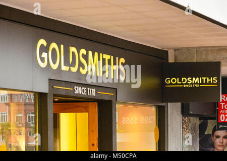 Bournemouth, Dorset, UK. 19 février 2018. Les bijoutiers orfèvres sur Vieux Christchurch Road, Bournemouth. Crédit photo : Graham Hunt/Alamy Live News. Banque D'Images