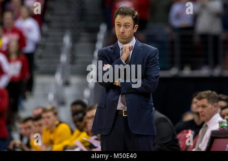 Madison, Wisconsin, USA. Feb 19, 2018. Au cours du jeu de basket-ball de NCAA entre les Minnesota Golden Gophers et le Wisconsin Badgers au Kohl Center à Madison, WI. Le Wisconsin a battu Minnesota en prolongation 73-63. Credit : Cal Sport Media/Alamy Live News Banque D'Images