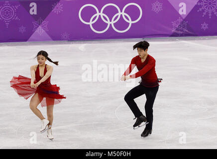 20 février 2018 - Gangneung, Corée du Sud - les patineurs artistiques Maia Shibutani et Alex Shibutani des USA au cours de la compétition de danse sur glace Patinage artistique danse libre et gagner la médaille de bronze au Jeux Olympiques d'hiver de PyeongChang 2018 à Gangneung, le mardi 20 février, ovale, 2018. (Crédit Image : © Paul Kitagaki Jr. via Zuma sur le fil) Banque D'Images