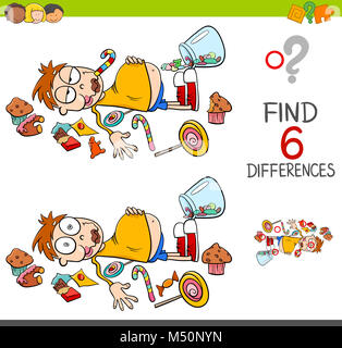 Trouvez les différences avec boy et des bonbons Banque D'Images