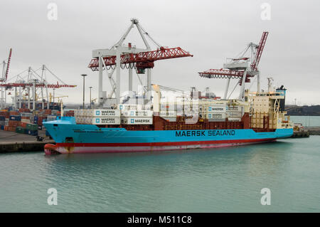 Le porte-conteneurs Maersk Flensburg dans le port de Dunkerque en France. 3 Janvier 2007 Banque D'Images