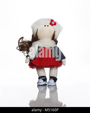 Handmade doll isolated on white Banque D'Images