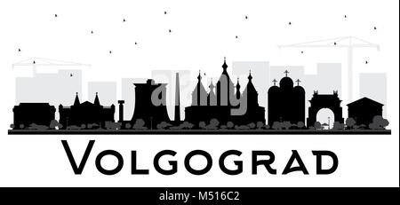 Volgograd Russie Ville Silhouette aux bâtiments noir isolé sur blanc. Vector Illustration. Les voyages d'affaires et tourisme Concept Illustration de Vecteur