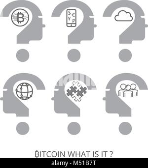 Vector logo bitcoin. L'icône de Bitcoin. Et les gens des bitcoins, nuage, téléphone, monde, puzzle Illustration de Vecteur