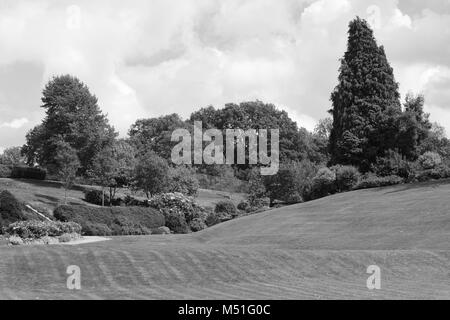 Calverley - parc public pittoresque à Royal Tunbridge Wells, Kent, UK - traitement monochrome Banque D'Images