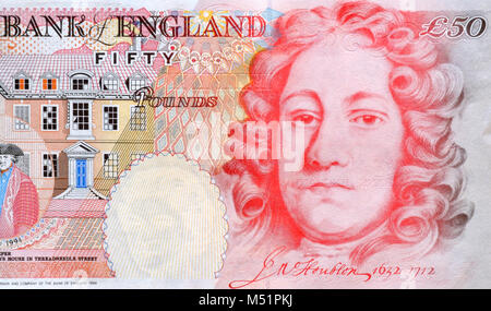 50 50 UK Pound Bank Note Banque D'Images