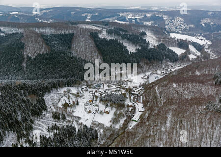 Vue aérienne, fibre optique musée en plein air de Hagen im Schnee, Hagen, Ruhr, Rhénanie du Nord-Westphalie, Allemagne, Europe, Hagen, Ruhr, Rhénanie-N-W Banque D'Images