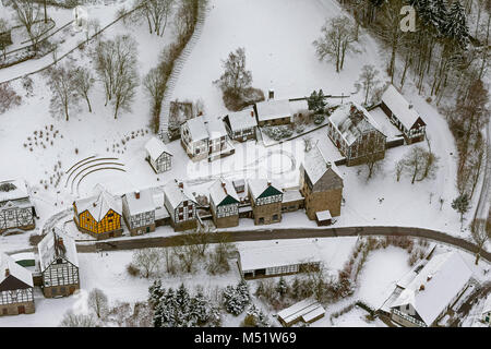 Vue aérienne, fibre optique musée en plein air de Hagen im Schnee, Hagen, Ruhr, Rhénanie du Nord-Westphalie, Allemagne, Europe, Hagen, Ruhr, Rhénanie-N-W Banque D'Images