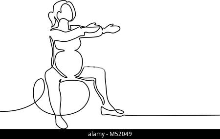 Happy pregnant woman exercising on fitball Illustration de Vecteur