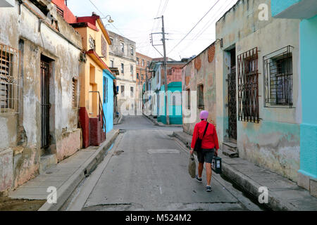 Partie de la célèbre rue mais confondre lay-out, Camagüey, Cuba Banque D'Images