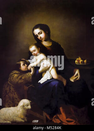 La Vierge avec l'Enfant Jésus et l'enfant Saint Jean Baptiste 1662 Francisco de Zurbarán, 1598- 1664, 17ème siècle,, Espagne, Espagnol, Banque D'Images