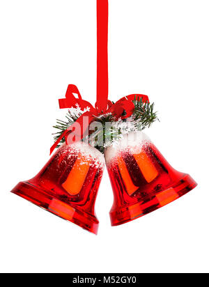 Cloches de Noël avec un arc rouge Banque D'Images