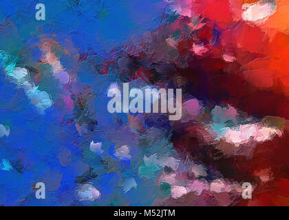 L'art moderne peinture à l'huile sur l'appareil téléphonique. L'oeuvre de l'impressionnisme abstrait coloré. Palette de couleurs Fine art Banque D'Images