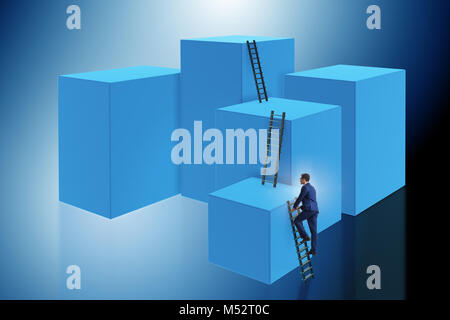 Businessman climbing blocs dans challenge business concept Banque D'Images