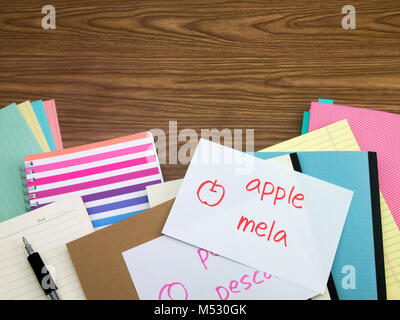 L'italien, l'apprentissage de nouveaux mots de la langue de l'ordinateur portable Banque D'Images