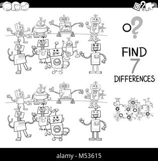 Jeu des différences avec des robots color book Banque D'Images