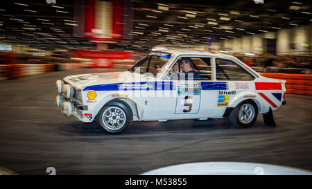 Ex Bjorn Waldegard Ford Escort Mk2 voiture de rallye historique à la London Classic Car Show & Historic Motorsport Show International à ExCel Banque D'Images