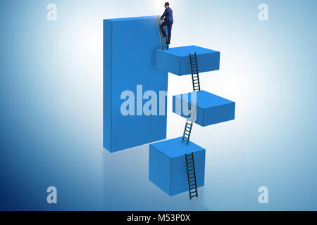 Businessman climbing blocs dans challenge business concept Banque D'Images