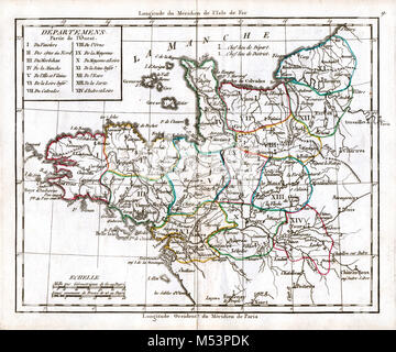 1830 Carte de l'Atlas Delamarche France Bretagne Banque D'Images