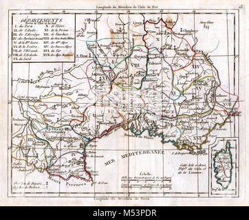 1830 Carte de l'Atlas Delamarche France French Riviera Nice Marseille Banque D'Images