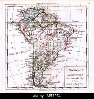 1795 Carte de l'Atlas Delamarche - Amérique du Sud Banque D'Images