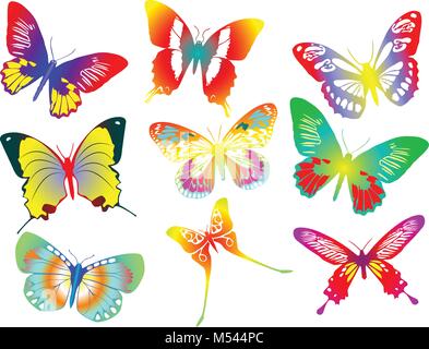 Collection de papillons colorés. Vector illustration Illustration de Vecteur