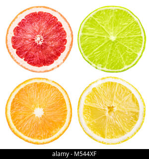 Les différentes tranches d'agrumes set isolated on white Banque D'Images
