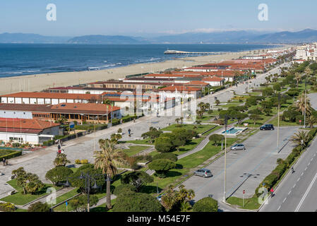Vue aérienne de Viareggio, Lucques, Toscane, Italie Banque D'Images