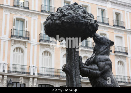 Le centre-ville de Madrid. Arbre généalogique et de l'ours à la fraise. Puerta de la sol. Espagne Banque D'Images