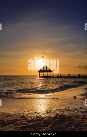 Coucher du soleil tropical mer des Caraïbes Banque D'Images