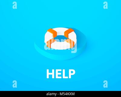 Aider l'icône isométrique, isolée sur un fond de couleur Illustration de Vecteur