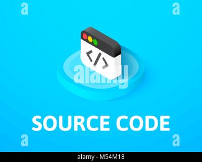 Code source icône isométrique, isolée sur un fond de couleur Illustration de Vecteur
